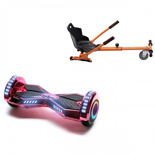 Pachet Hoverboard 6.5 inch cu Scaun Standard, Transformers ElectroPink PRO, Autonomie Extinsa si Hoverkart Ergonomic Portocaliu, Smart Balance