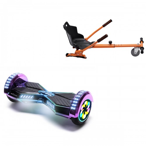 Pachet Hoverboard 8 inch cu Scaun Standard, Transformers Dakota PRO, Autonomie Extinsa si Hoverkart Ergonomic Portocaliu, Smart Balance