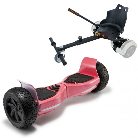 Pachet Hoverboard 8.5 inch cu Scaun Standard, Hummer Red, Autonomie Standard si Hoverkart Ergonomic Negru, Smart Balance