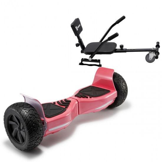 Pachet Hoverboard 8.5 inch cu Scaun Confort, Hummer Red, Autonomie Standard si Hoverkart cu Burete Negru, Smart Balance