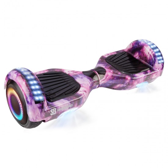 Pachet Hoverboard 6.5 inch cu Scaun Standard, Regular Galaxy Pink PRO, Autonomie Extinsa si Hoverkart Ergonomic Negru, Smart Balance 6