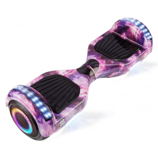 Pachet Hoverboard 6.5 inch cu Scaun cu Suspensii, Regular Galaxy Pink PRO, Autonomie Standard si Hoverkart Negru cu Suspensii Duble, Smart Balance 7