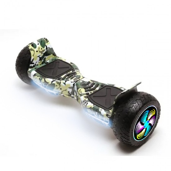 Pachet Hoverboard 8.5 inch cu Scaun cu Suspensii, Hummer Camouflage PRO, Autonomie Extinsa si Hoverkart Rosu cu Suspensii Duble, Smart Balance 2