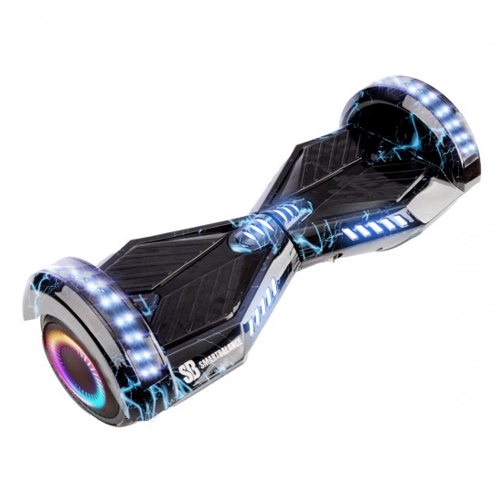 Pachet Hoverboard 6.5 inch cu Scaun Standard, Transformers Thunderstorm Blue PRO, Autonomie Extinsa si Hoverkart Ergonomic Negru, Smart Balance 7