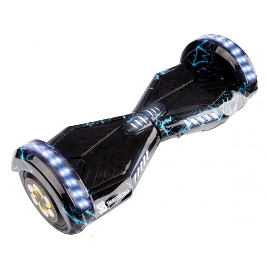 Pachet Hoverboard 8 inch cu Scaun Standard, Transformers Thunderstorm Blue PRO, Autonomie Extinsa si Hoverkart Ergonomic Negru, Smart Balance 7