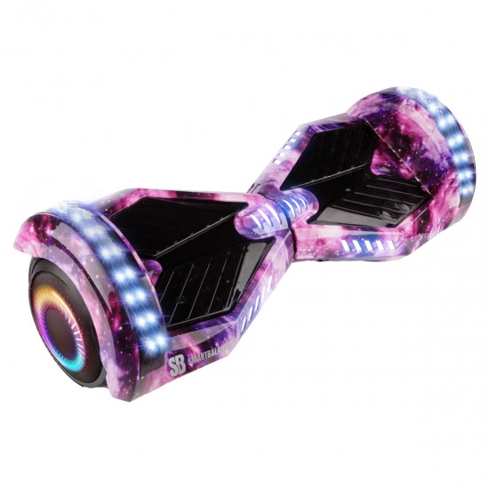 Pachet Hoverboard 6.5 inch cu Scaun Standard, Transformers Galaxy Pink PRO, Autonomie Standard si Hoverkart Ergonomic Alb, Smart Balance 6