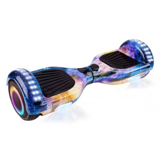 Pachet Hoverboard 6.5 inch cu Scaun Standard, Regular Galaxy Orange PRO, Autonomie Extinsa si Hoverkart Ergonomic Rosu, Smart Balance 6