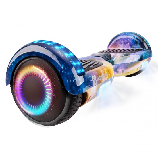 Pachet Hoverboard 6.5 inch cu Scaun Standard, Regular Galaxy Orange PRO, Autonomie Standard si Hoverkart Ergonomic Rosu, Smart Balance 2