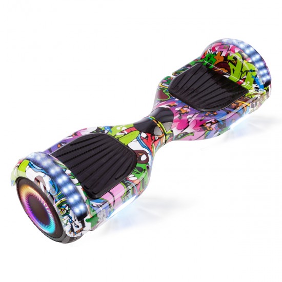 Pachet Hoverboard 6.5 inch cu Scaun Standard, Regular Multicolor PRO, Autonomie Standard si Hoverkart Ergonomic Negru, Smart Balance 7