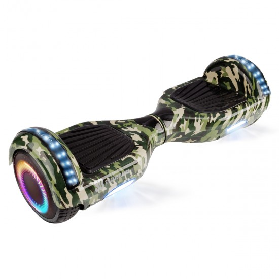 Pachet Hoverboard 6.5 inch cu Scaun Standard, Regular Camouflage PRO, Autonomie Extinsa si Hoverkart Ergonomic Portocaliu, Smart Balance 6