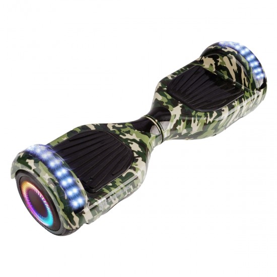 Pachet Hoverboard 6.5 inch cu Scaun cu Suspensii, Regular Camouflage PRO, Autonomie Standard si Hoverkart Rosu cu Suspensii Duble, Smart Balance 7