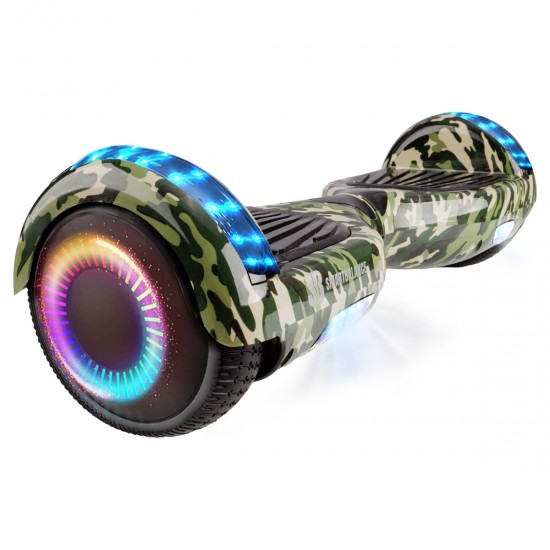 Pachet Hoverboard 6.5 inch cu Scaun cu Suspensii, Regular Camouflage PRO, Autonomie Standard si Hoverkart Rosu cu Suspensii Duble, Smart Balance 2