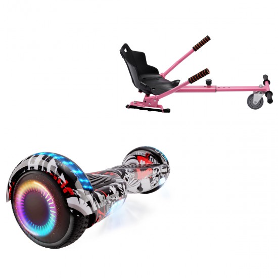 Pachet Hoverboard 6.5 inch cu Scaun Standard, Regular Last Dead PRO, Autonomie Standard si Hoverkart Ergonomic Roz, Smart Balance