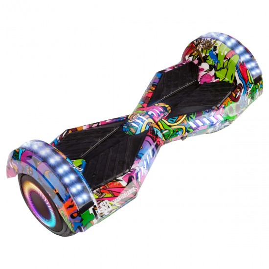 Pachet Hoverboard 6.5 inch cu Scaun Standard, Transformers Multicolor PRO, Autonomie Standard si Hoverkart Ergonomic Alb, Smart Balance 7