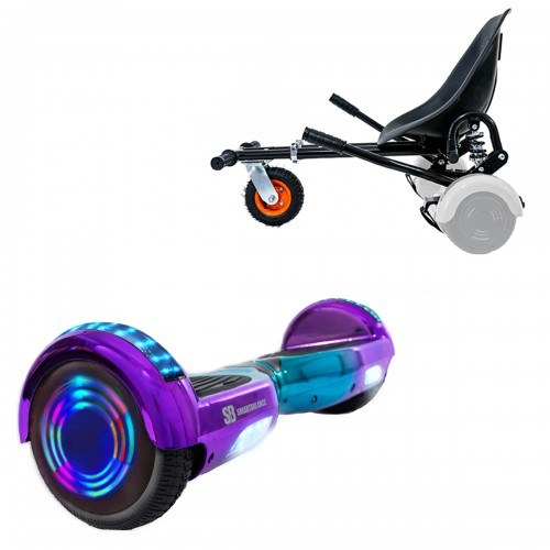 Pachet Hoverboard 6.5 inch cu Scaun cu Suspensii, Regular Dakota Junior, Autonomie Standard si Hoverkart Negru cu Suspensii Duble, Smart Balance