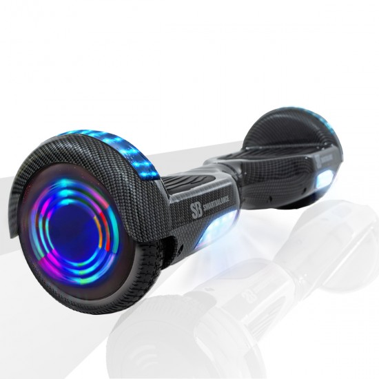 Pachet Hoverboard 6.5 inch cu Scaun cu Suspensii, Regular Carbon Junior, Autonomie Standard si Hoverkart Albastru cu Suspensii Duble, Smart Balance 2