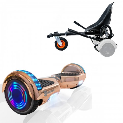 Pachet Hoverboard 6.5 inch cu Scaun cu Suspensii, Regular Iron Junior, Autonomie Standard si Hoverkart Negru cu Suspensii Duble, Smart Balance