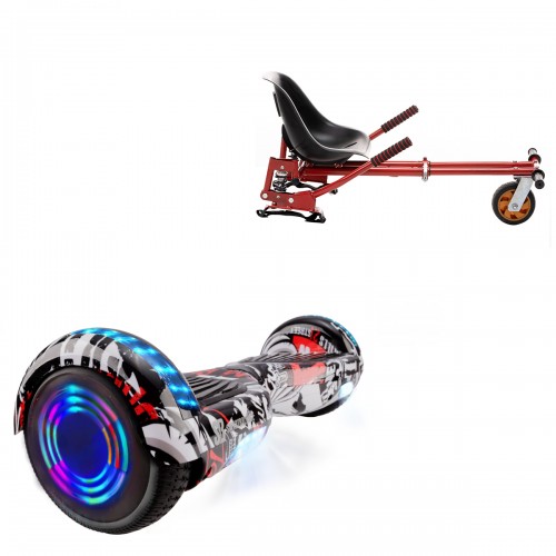 Pachet Hoverboard 6.5 inch cu Scaun cu Suspensii, Regular Last Dead Junior, Autonomie Standard si Hoverkart Rosu cu Suspensii Duble, Smart Balance