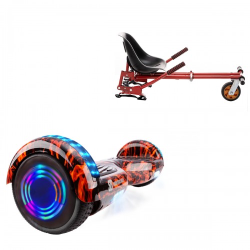 Pachet Hoverboard 6.5 inch cu Scaun cu Suspensii, Regular Flame Junior, Autonomie Standard si Hoverkart Rosu cu Suspensii Duble, Smart Balance