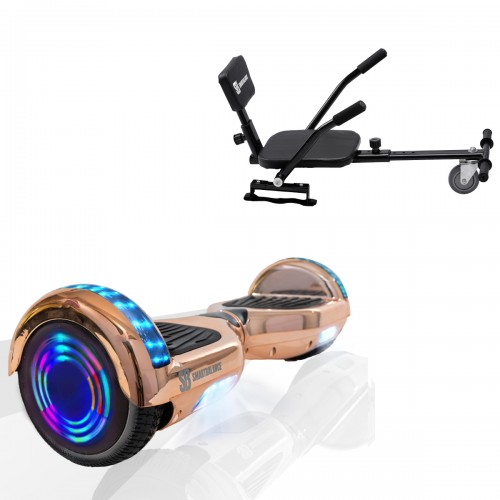 Pachet Hoverboard 6.5 inch cu Scaun Confort, Regular Iron Junior, Autonomie Standard si Hoverkart cu Burete Negru, Smart Balance