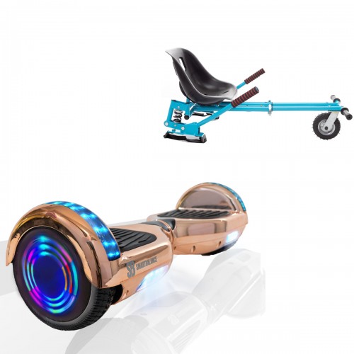 Pachet Hoverboard 6.5 inch cu Scaun cu Suspensii, Regular Iron Junior, Autonomie Standard si Hoverkart Albastru cu Suspensii Duble, Smart Balance