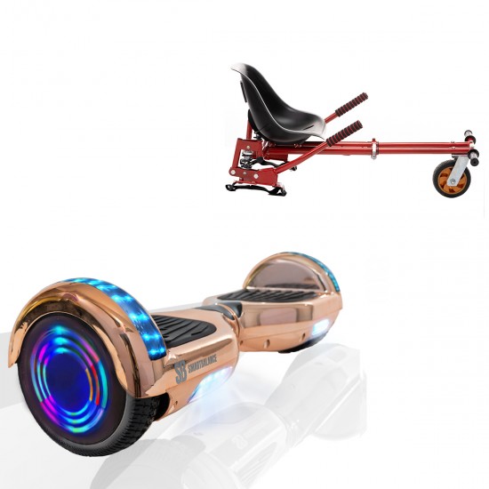 Pachet Hoverboard 6.5 inch cu Scaun cu Suspensii, Regular Iron Junior, Autonomie Standard si Hoverkart Rosu cu Suspensii Duble, Smart Balance