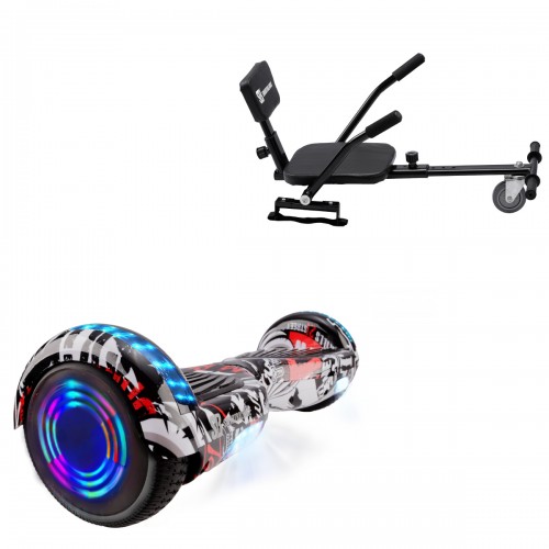 Pachet Hoverboard 6.5 inch cu Scaun Confort, Regular Last Dead Junior, Autonomie Standard si Hoverkart cu Burete Negru, Smart Balance