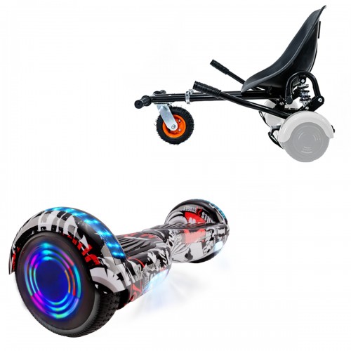 Pachet Hoverboard 6.5 inch cu Scaun cu Suspensii, Regular Last Dead Junior, Autonomie Standard si Hoverkart Negru cu Suspensii Duble, Smart Balance