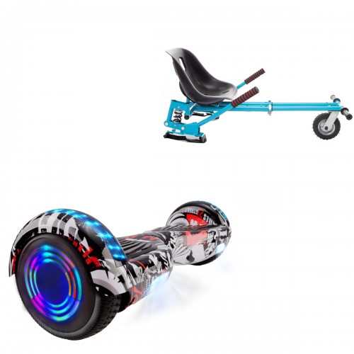 Pachet Hoverboard 6.5 inch cu Scaun cu Suspensii, Regular Last Dead Junior, Autonomie Standard si Hoverkart Albastru cu Suspensii Duble, Smart Balance