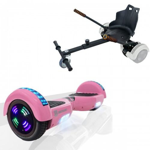 Pachet Hoverboard 6.5 inch cu Scaun Standard, Regular Pink Junior, Autonomie Standard si Hoverkart Ergonomic Negru, Smart Balance