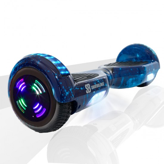 Pachet Hoverboard 6.5 inch cu Scaun Standard, Regular Galaxy Blue Junior, Autonomie Standard si Hoverkart Ergonomic Rosu, Smart Balance 2