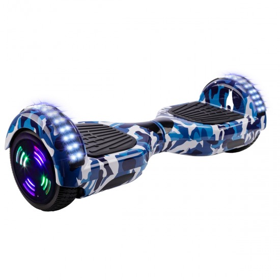 Pachet Hoverboard 6.5 inch cu Scaun Standard, Regular Camouflage Blue Junior, Autonomie Standard si Hoverkart Ergonomic Rosu, Smart Balance 5