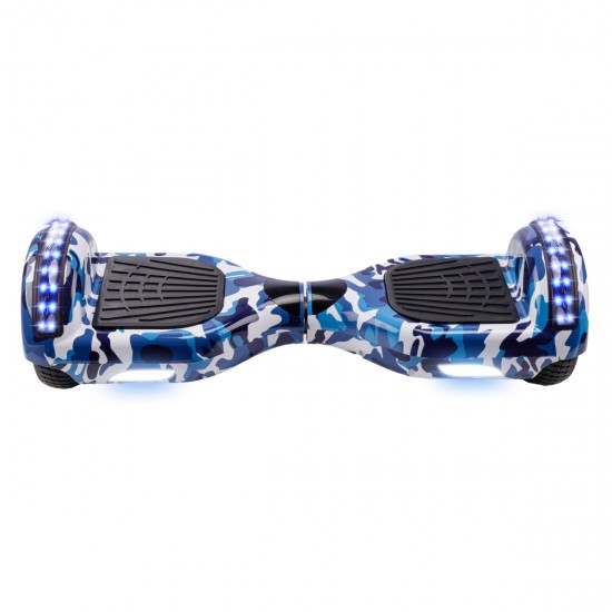 Pachet Hoverboard 6.5 inch cu Scaun Standard, Regular Camouflage Blue Junior, Autonomie Standard si Hoverkart Ergonomic Rosu, Smart Balance 6